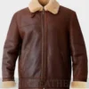 Mens Brown Aviator Shearling Leather Jacket