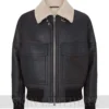 Black Shearling Bomber Leather Jacket