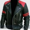 Mens Quilted Black Motorcycle Leather Jacket