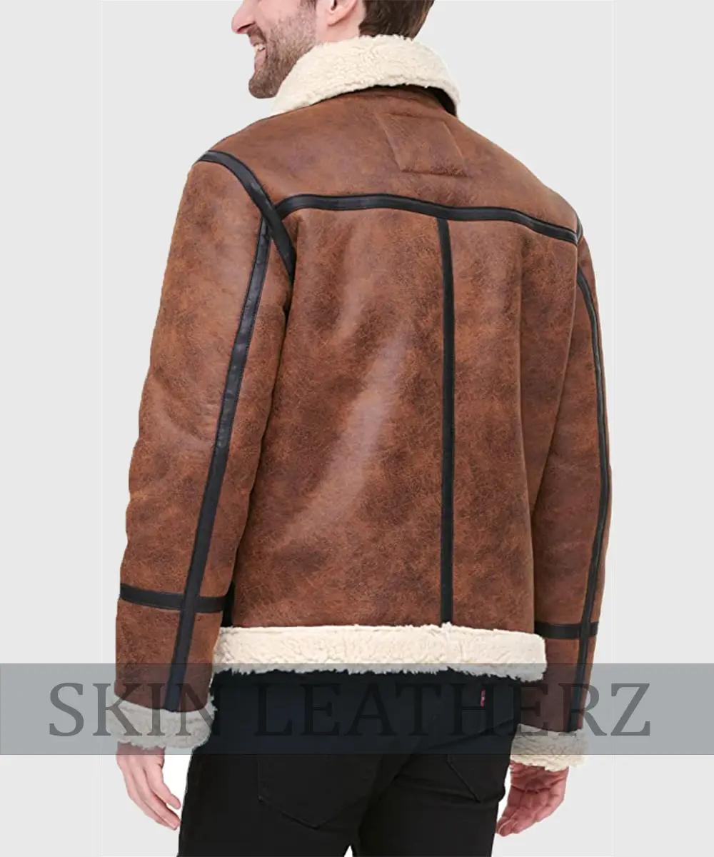 Brown Shearling Aviator Jacket