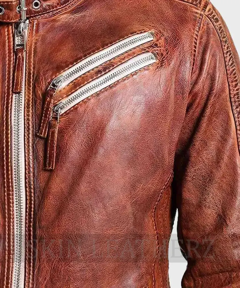Vintage Brown Distressed Biker Jacket