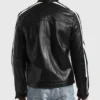White Striped Black Leather Jacket