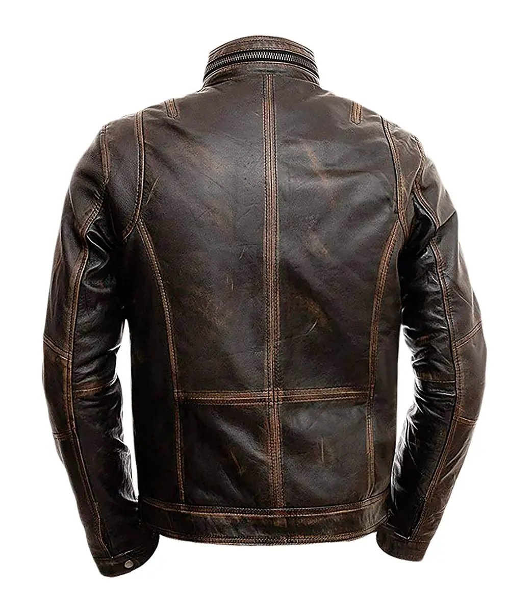 Cafe Racer Distressed Vintage Biker Leather Jacket