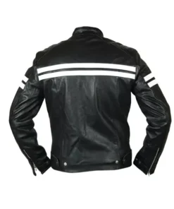 Mens White Stripe Retro Black Jacket