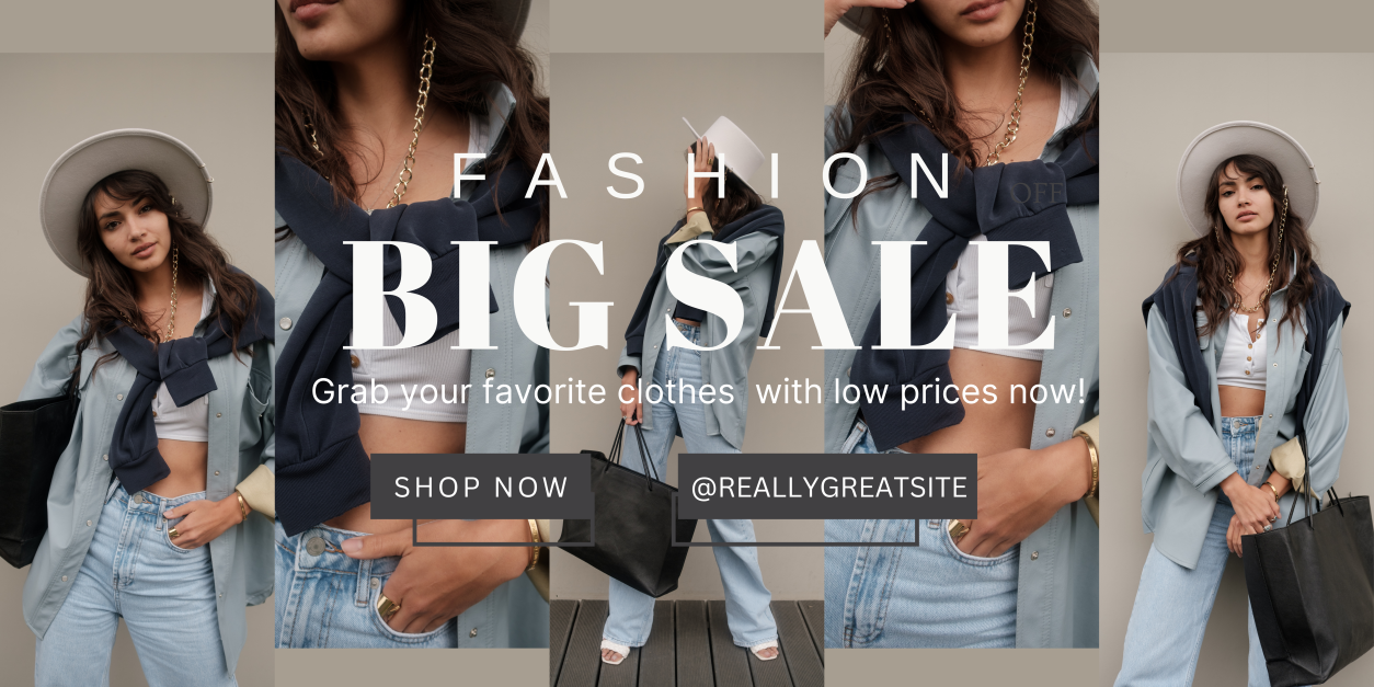 Black White Bold Simple Fashion Product Promotion Landscape Banner